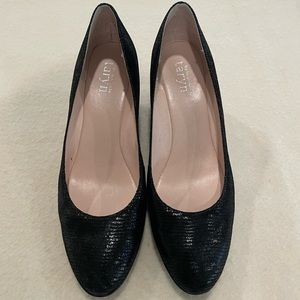 Taryn Rose Black Leather Wedge Heels